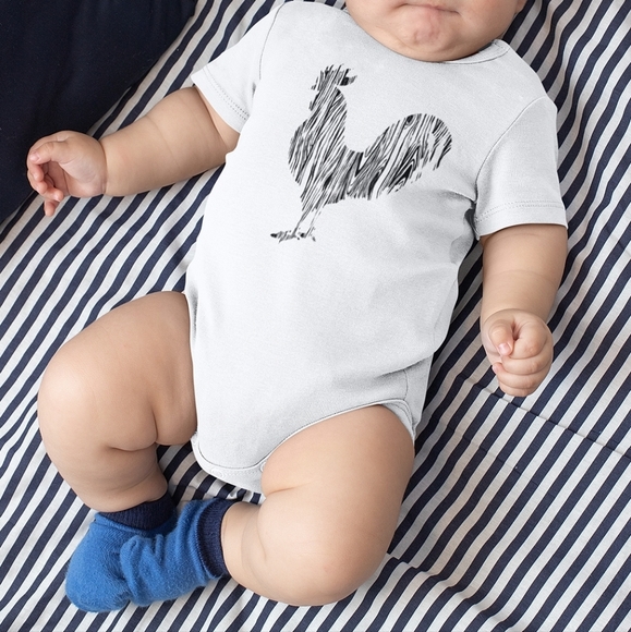 Wood Grain Rooster Baby Onesie - Picture 2 of 2